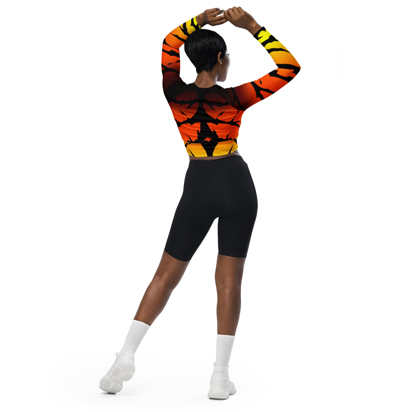 long-sleeve crop top fire stripes