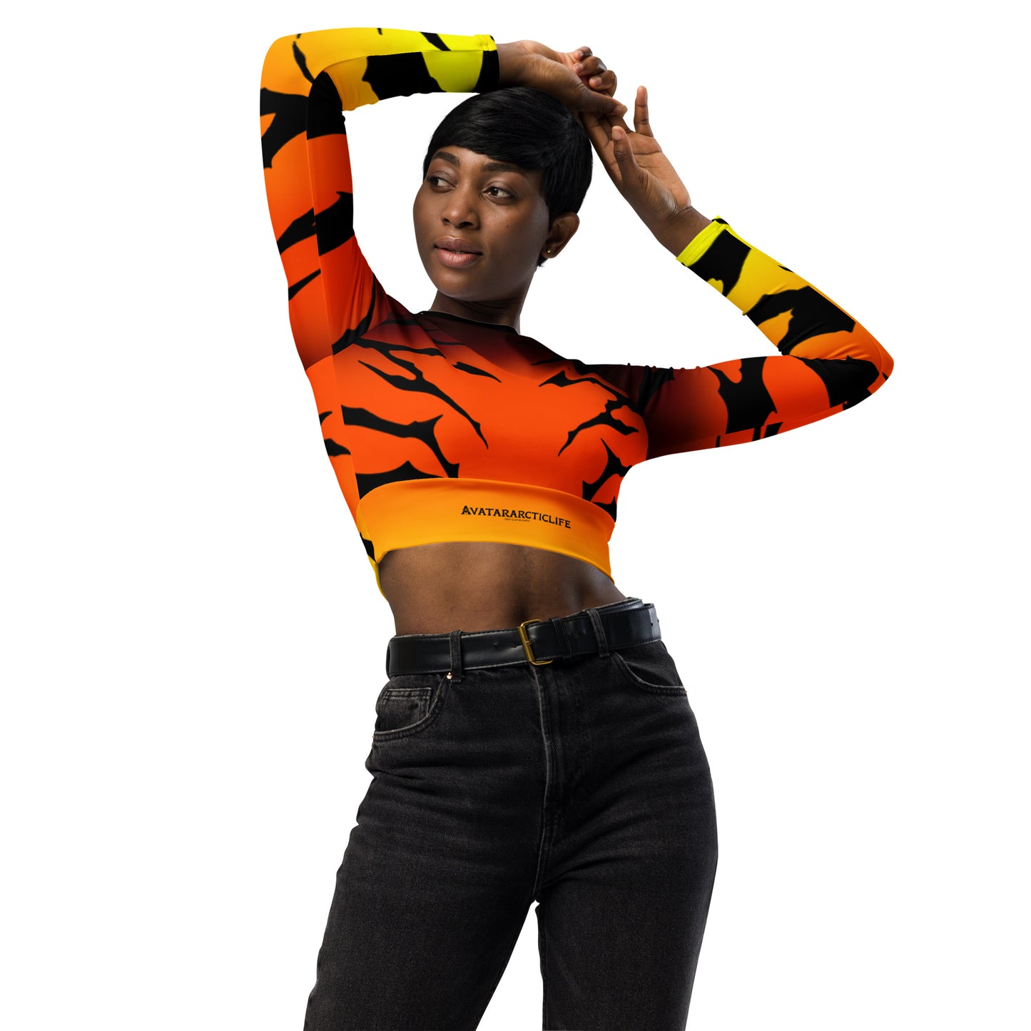long-sleeve crop top fire stripes