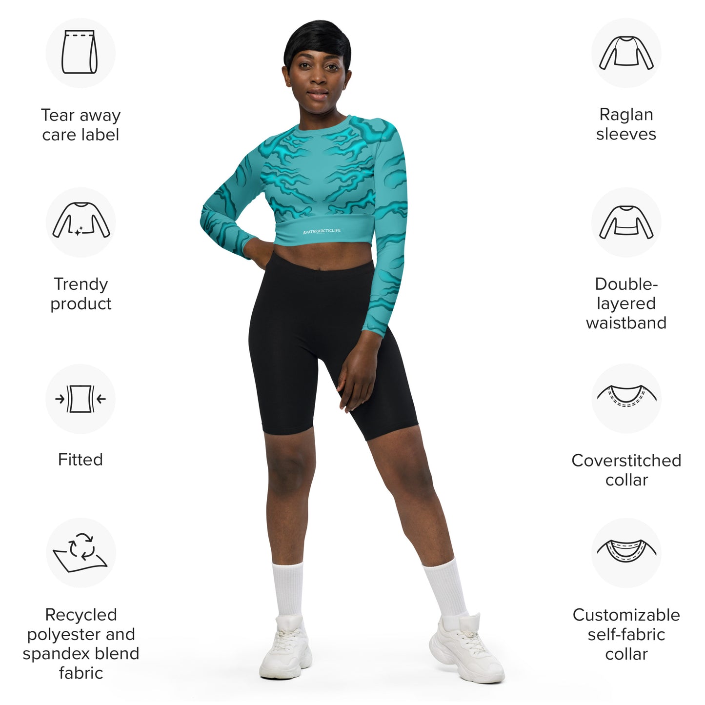 long-sleeve crop top sea stripes