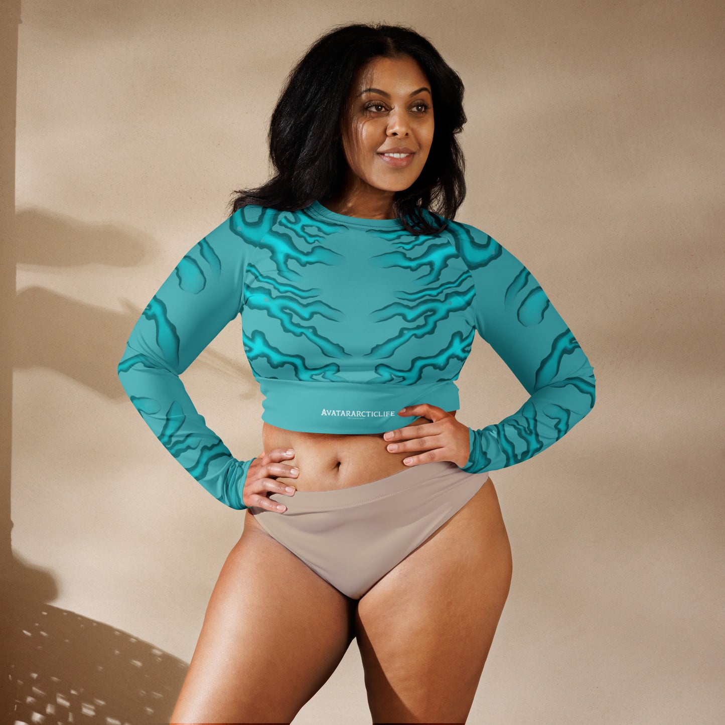 long-sleeve crop top sea stripes