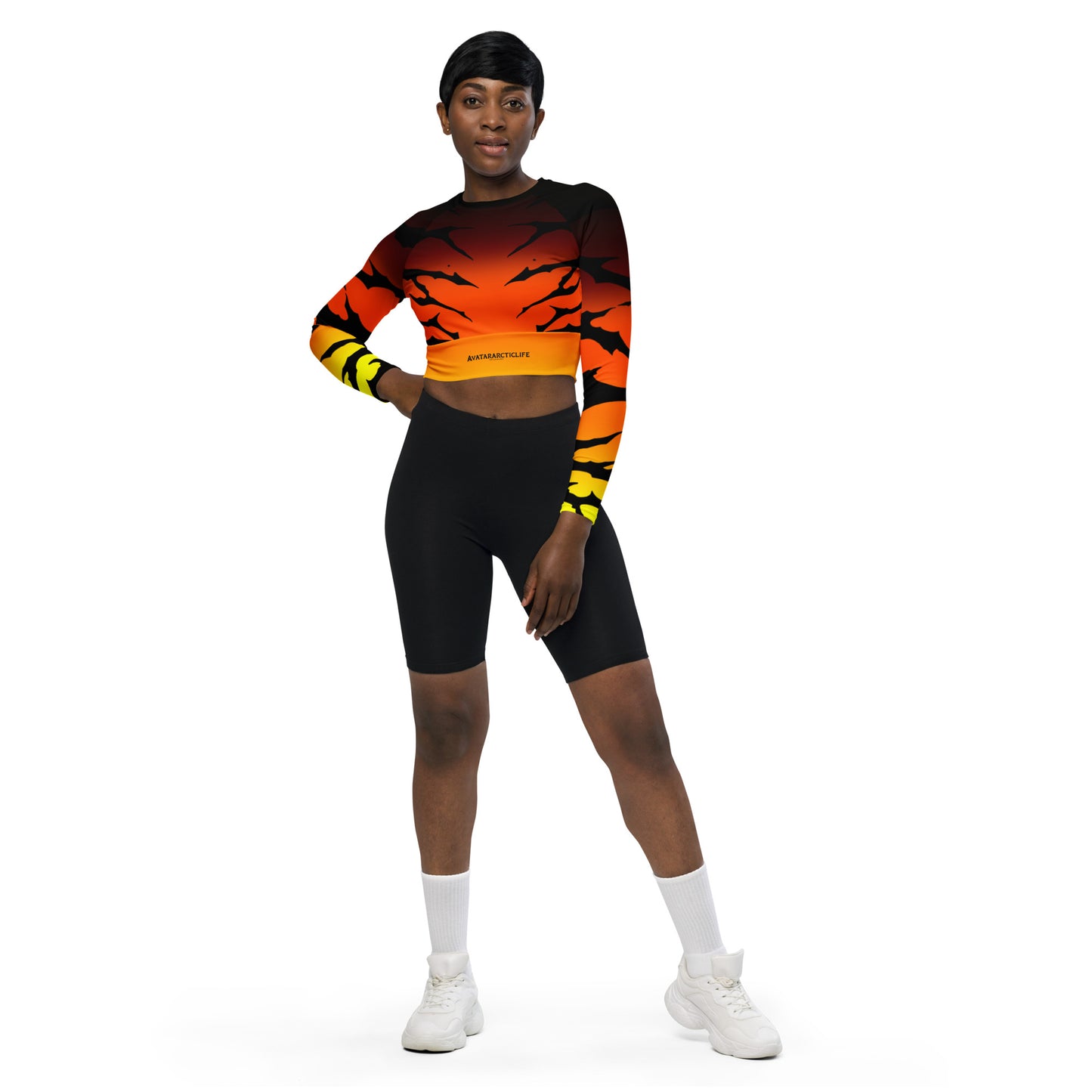 long-sleeve crop top fire stripes