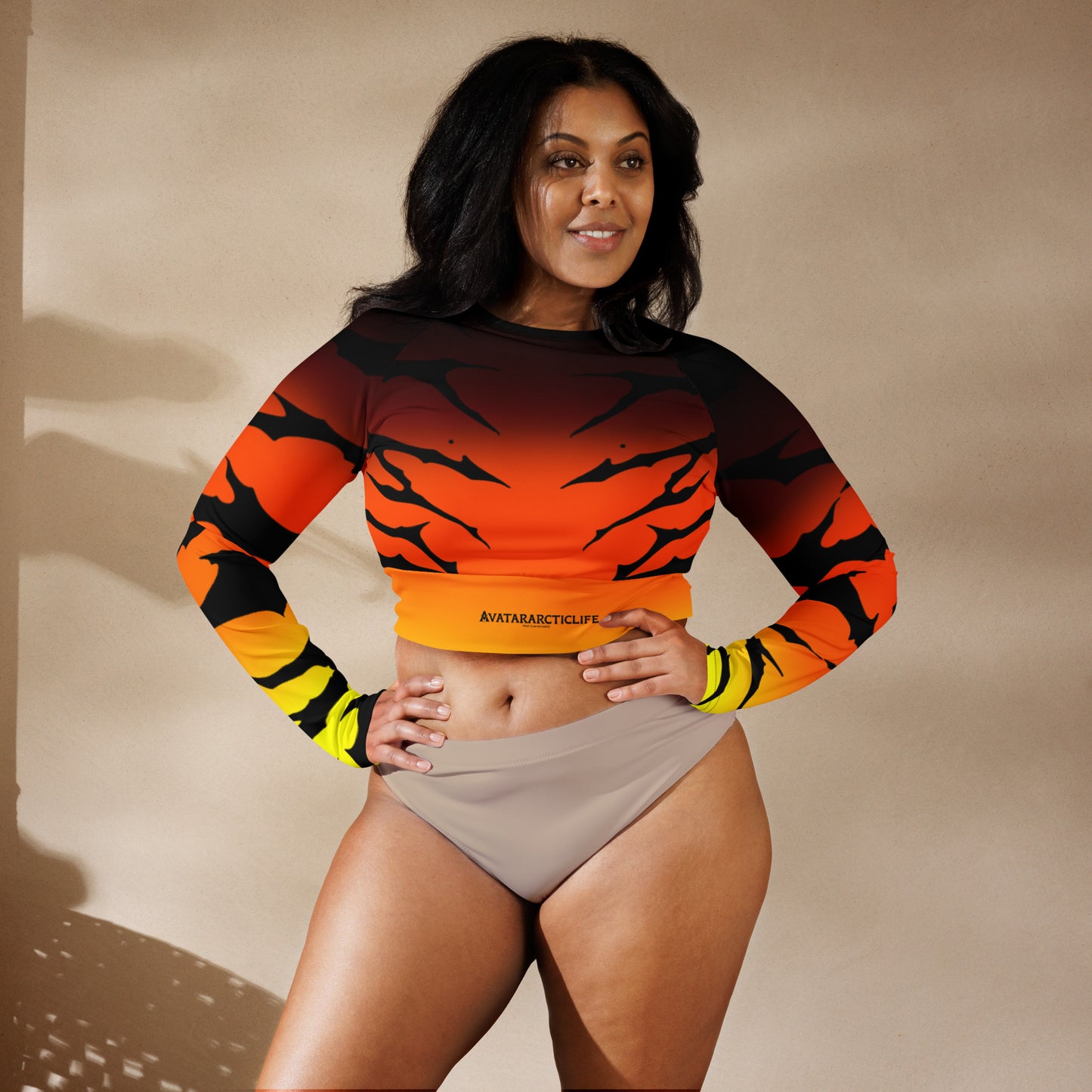 long-sleeve crop top fire stripes
