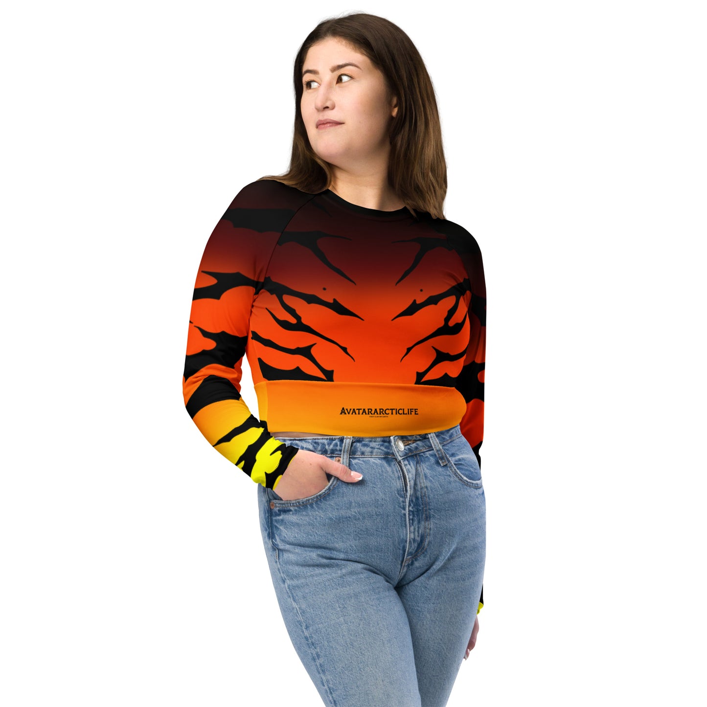 long-sleeve crop top fire stripes