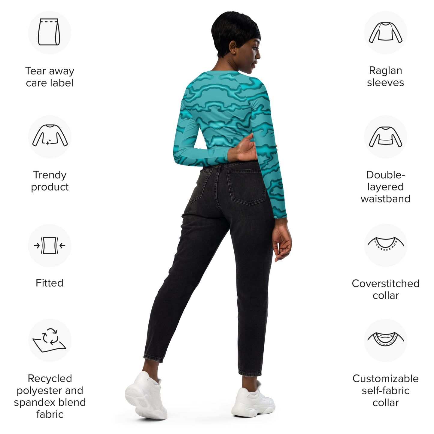 long-sleeve crop top sea stripes