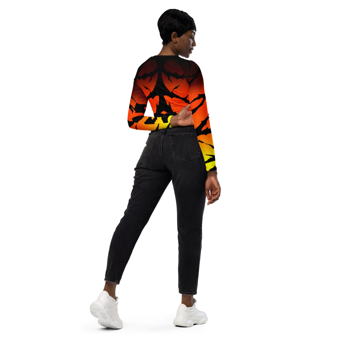 long-sleeve crop top fire stripes