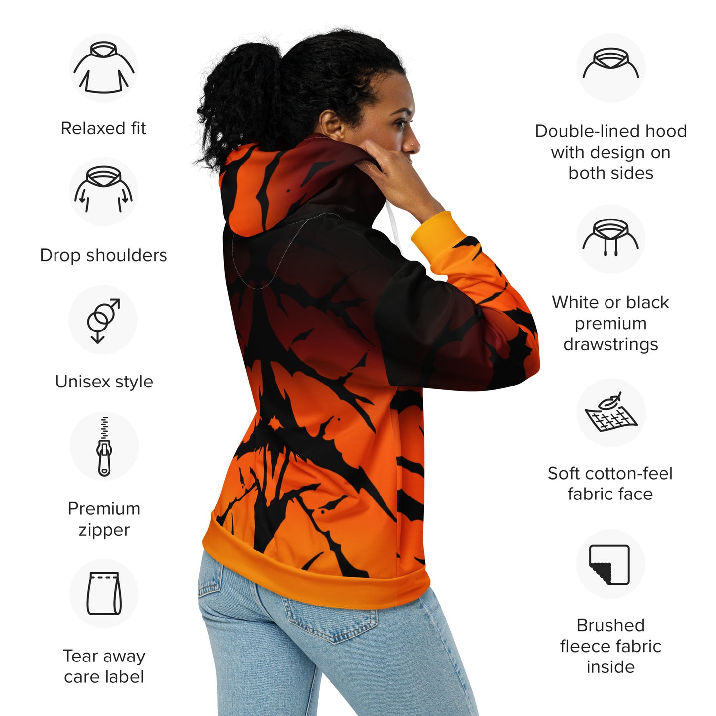 Unisex zip hoodie fire stripes