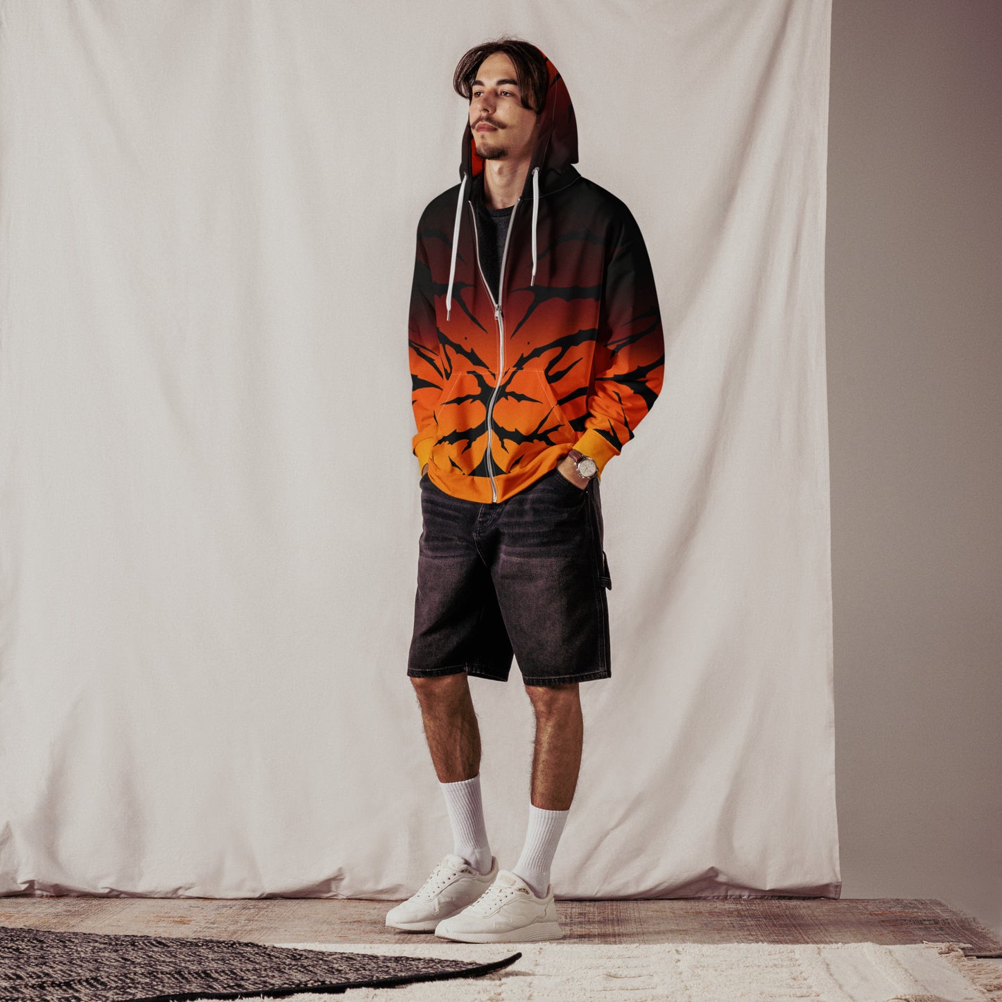 Unisex zip hoodie fire stripes