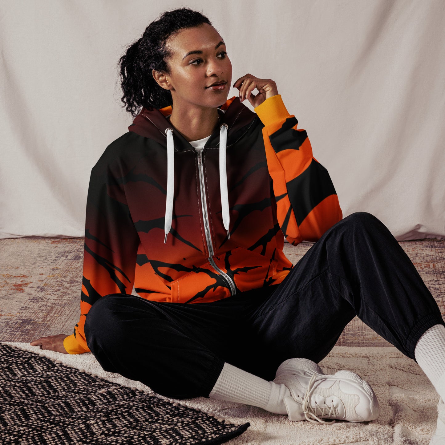Unisex zip hoodie fire stripes