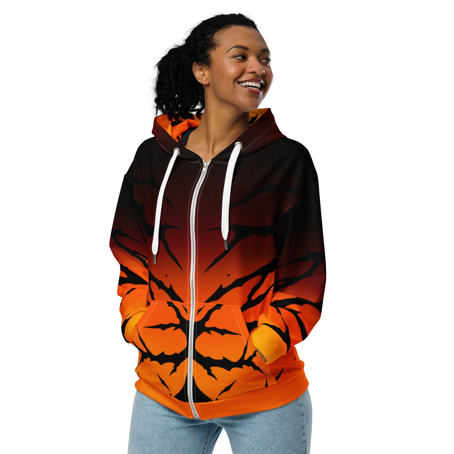 Unisex zip hoodie fire stripes