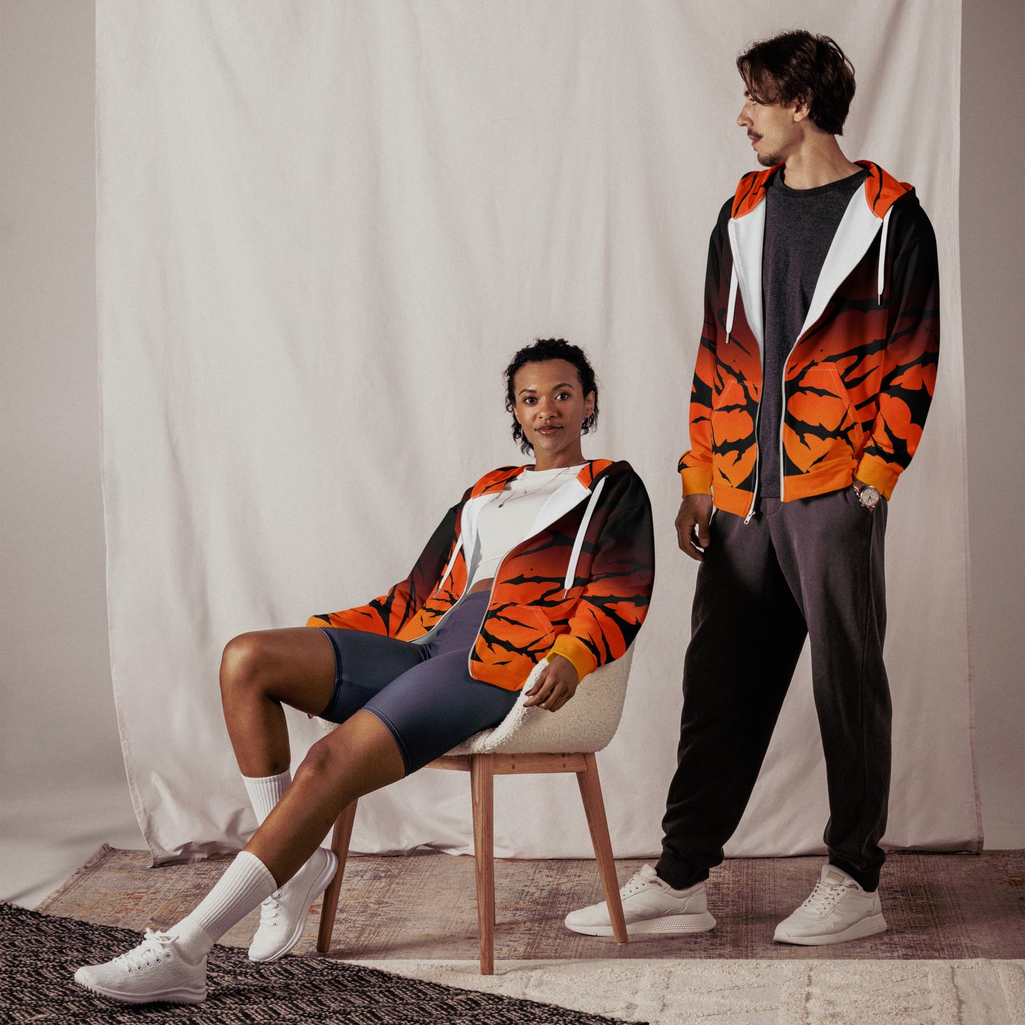 Unisex zip hoodie fire stripes