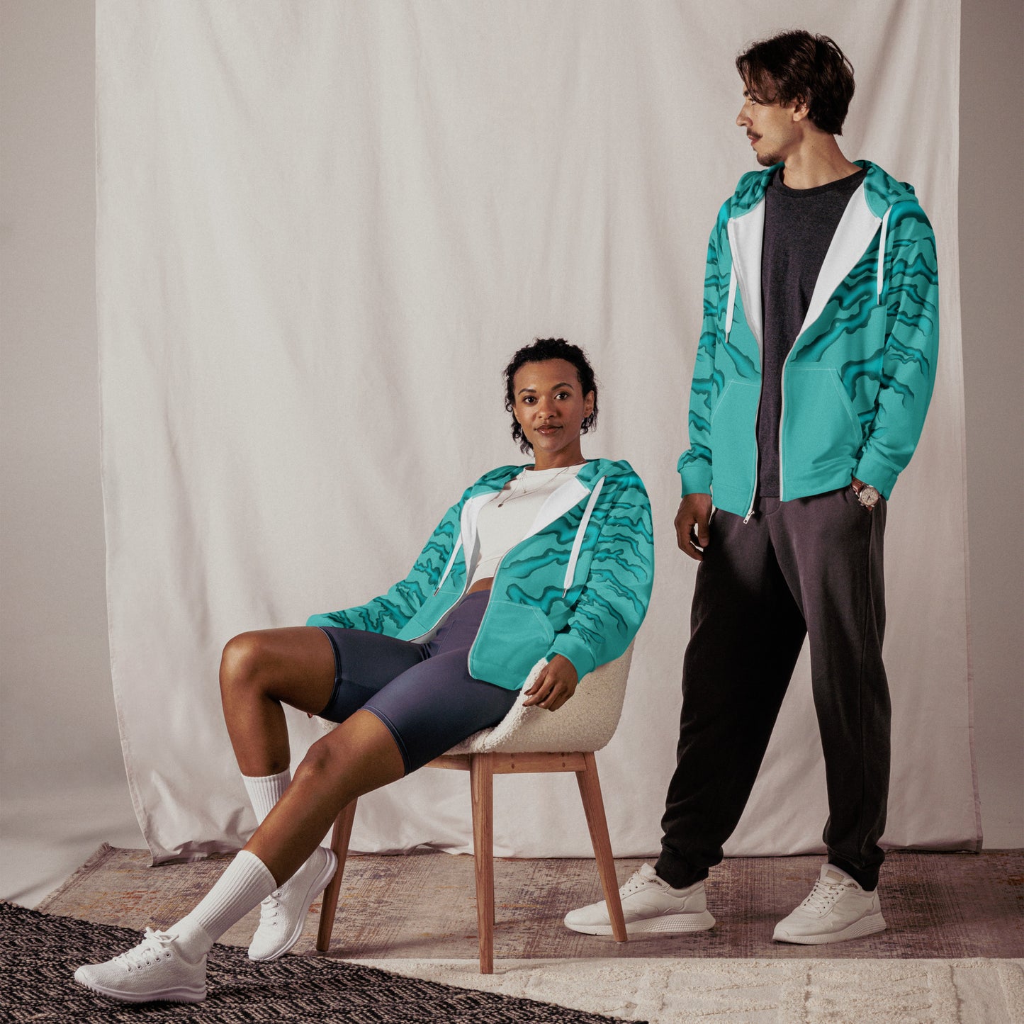 AVATARARCTICLIFE design Unisex zip hoodie sea stripes