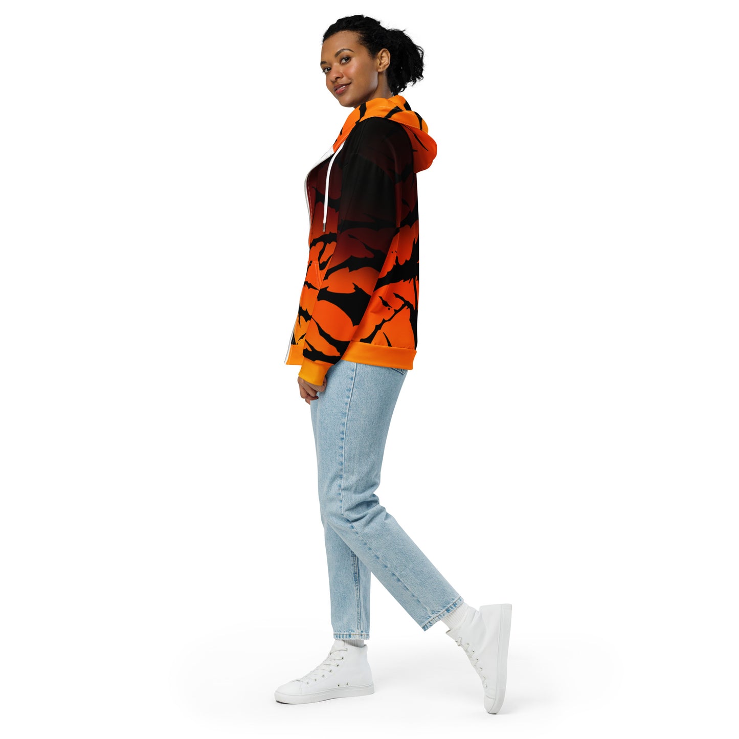 Unisex zip hoodie fire stripes