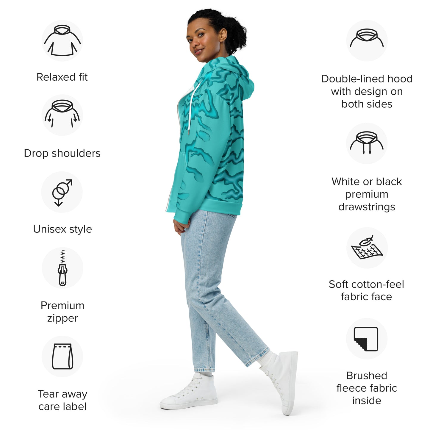 AVATARARCTICLIFE design Unisex zip hoodie sea stripes